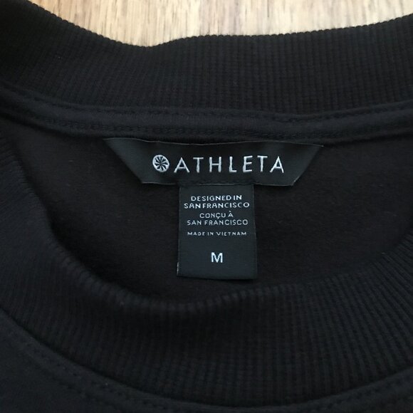 Like New Athleta Black Crew Neck Cinched Lightweight Peplum Sweatshirt M - Picture 10 of 12